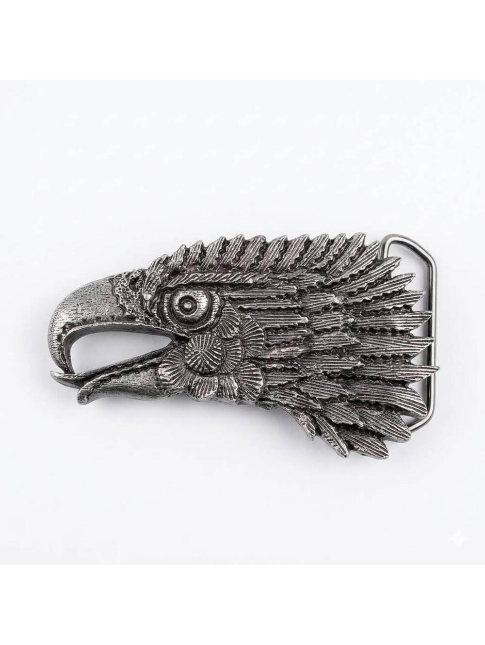 Vintage J.R. Gray Eagle Head Belt Buckle Indiana Metal Craft 1042 Western Pewter